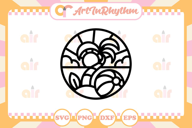 Summer Vacation Line Art Logo SVG Artinrhythm shop 