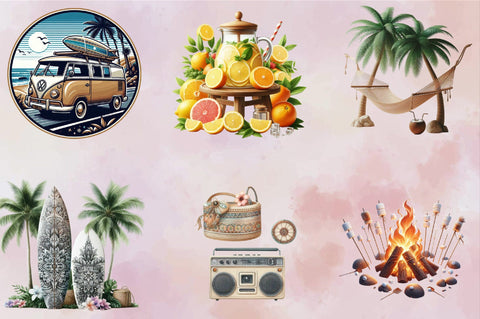 Summer Vacation Sublimation Clipart Bundle. Sublimation SVGArt 