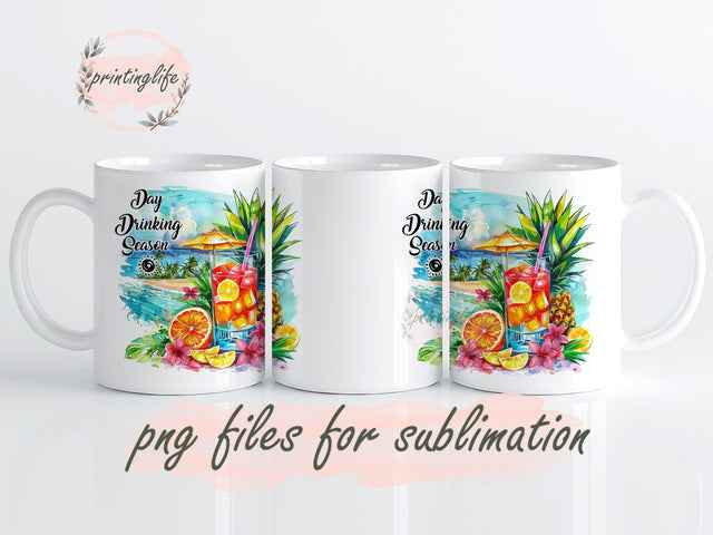 Summer Vacation Tumbler, It's Day Drinking Season, Breath Dragonfly Mug Wrap Design, Instant Digital Design Download Mug Wrap Design, Mug Design PNG Sublimation PrintingLife 