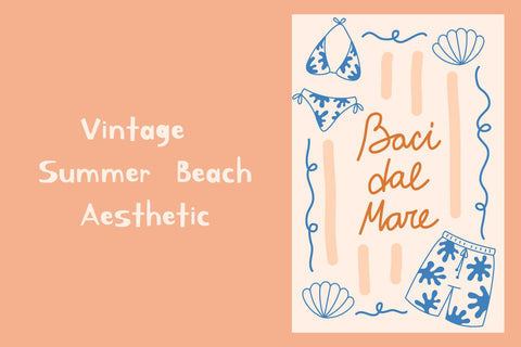 Summer Vacation Vintage Posters Digital Pattern Rin Green 