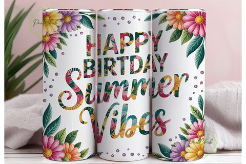 Summer Vibes 20oz Tumbler Design Sublimation PixelChick 