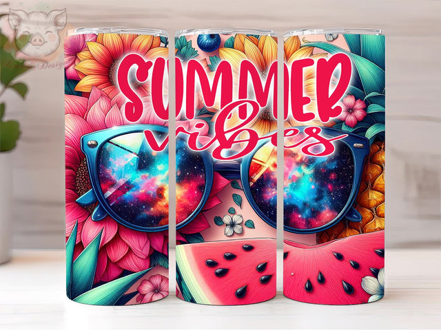 Summer Vibes 20oz Tumbler Png, Straight & Tapered Tumbler Png, Flowers Summer Tumbler Png, Digital Download PNG Sublimation Lara' s Designs 