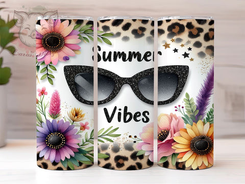 Summer Vibes 20oz Tumbler Png, Straight & Tapered Tumbler Png, Leopard Flowers Tumbler Png, Digital Download PNG Sublimation Lara' s Designs 