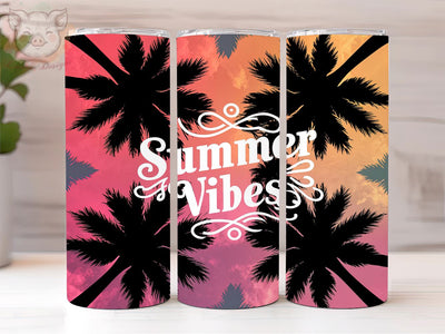 Summer Vibes 20oz Tumbler Png, Straight & Tapered Tumbler Png, Palm Trees Tropical Tumbler Png, Digital Download PNG Sublimation Lara' s Designs 