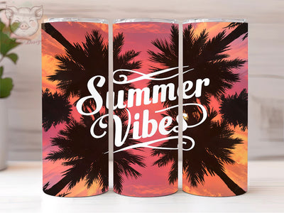 Summer Vibes 20oz Tumbler Png, Straight & Tapered Tumbler Png, Palm Trees Tropical Tumbler Png, Digital Download PNG Sublimation Lara' s Designs 