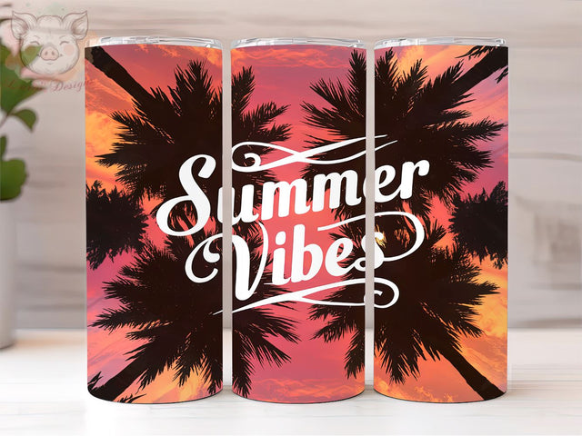 Summer Vibes 20oz Tumbler Png, Straight & Tapered Tumbler Png, Palm Trees Tropical Tumbler Png, Digital Download PNG Sublimation Lara' s Designs 