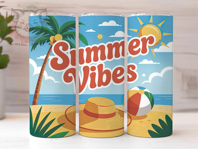 Summer Vibes 20oz Tumbler, Summer Vibes, Tumbler Wrap, Sublimation Design, 20oz Tumbler, Tropical Theme, Sunshine Sublimation Lara' s Designs 