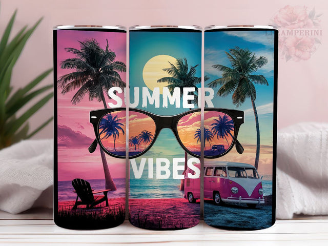 Summer Vibes 20oz Tumbler Wrap PNG, Beach Tumbler Png, Straight & Tapered Tumbler Wrap, Instant Digital Download Sublimation Li Zamperini 