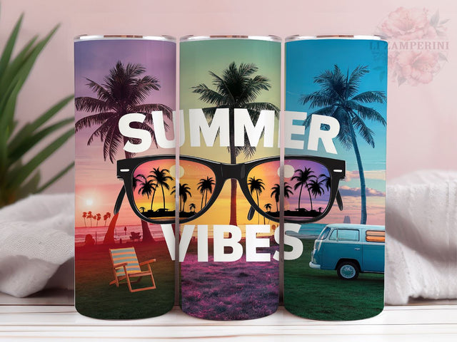 Summer Vibes 20oz Tumbler Wrap PNG, Beach Tumbler Png, Straight & Tapered Tumbler Wrap, Instant Digital Download Sublimation Li Zamperini 
