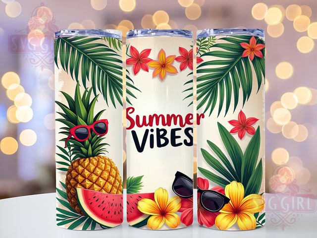 Summer Vibes 20oz Tumbler Wrap Sublimation Design, Straight Tapered Tumbler Wrap, Tropical Flowers Tumbler Png, Instant Digital Download Sublimation SvggirlplusArt 