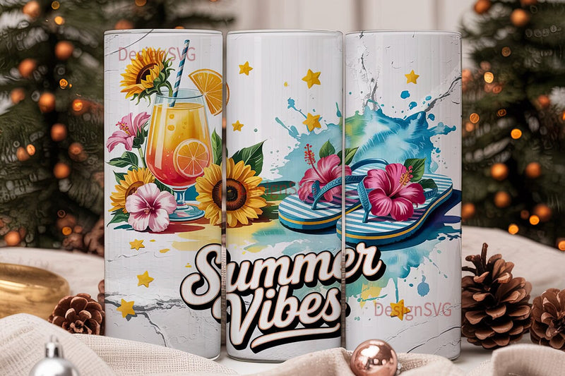 Summer Vibes 20oz Tumbler Wrap Sublimation DesignSVG 