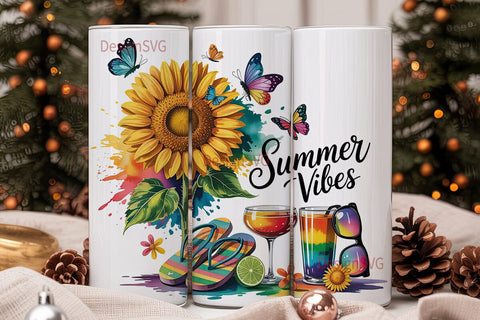 Summer Vibes 20oz Tumbler Wrap Sublimation DesignSVG 