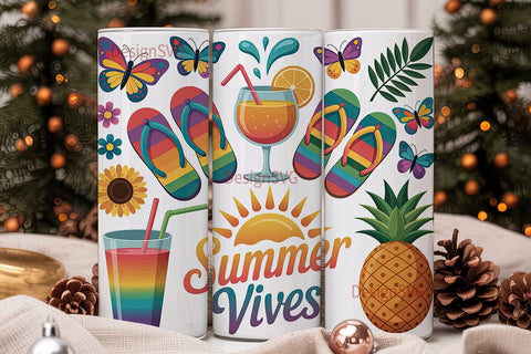 Summer Vibes 20oz Tumbler Wrap Sublimation DesignSVG 