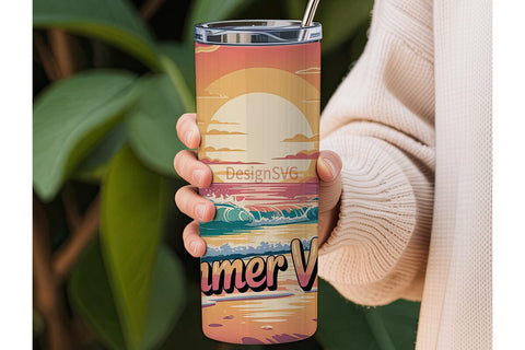 Summer Vibes 20oz Tumbler Wrap Sublimation DesignSVG 