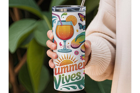 Summer Vibes 20oz Tumbler Wrap Sublimation DesignSVG 