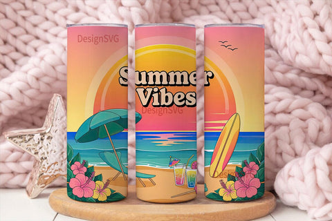Summer Vibes 20oz Tumbler Wrap Sublimation DesignSVG 
