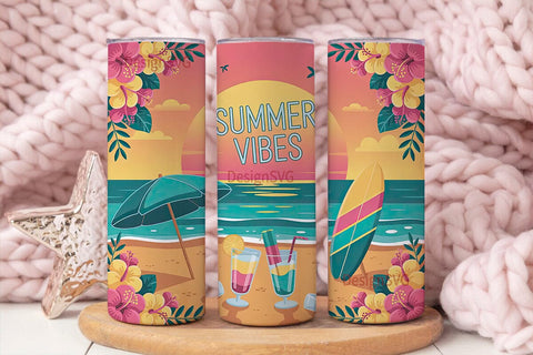 Summer Vibes 20oz Tumbler Wrap Sublimation DesignSVG 