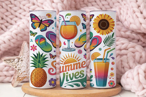 Summer Vibes 20oz Tumbler Wrap Sublimation DesignSVG 
