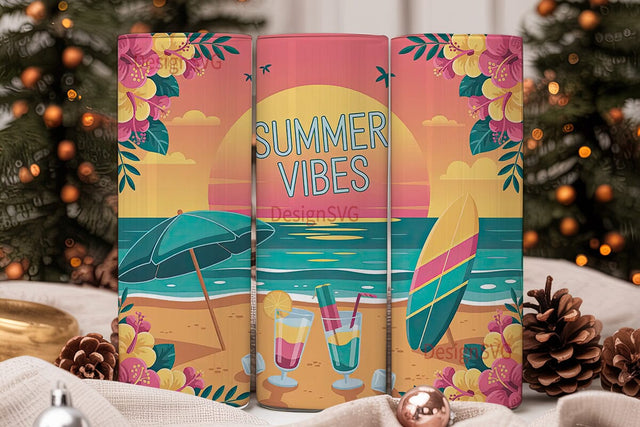 Summer Vibes 20oz Tumbler Wrap Sublimation DesignSVG 