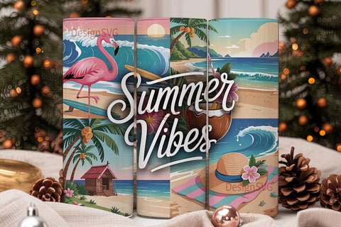 Summer Vibes 20oz Tumbler Wrap Sublimation DesignSVG 