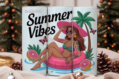 Summer Vibes 20oz Tumbler Wrap Sublimation DesignSVG 
