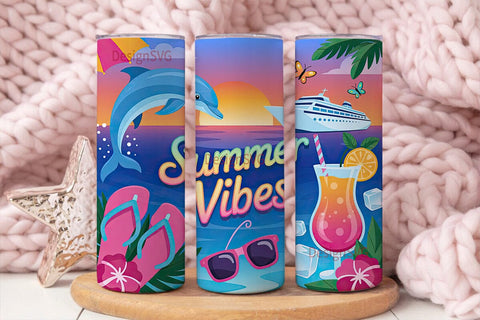 Summer Vibes 20oz Tumbler Wrap Sublimation DesignSVG 