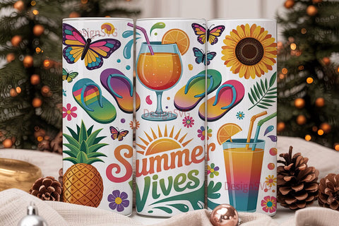 Summer Vibes 20oz Tumbler Wrap Sublimation DesignSVG 