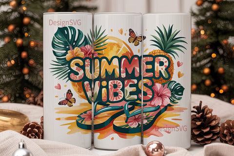 Summer Vibes 20oz Tumbler Wrap Sublimation DesignSVG 