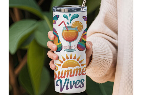 Summer Vibes 20oz Tumbler Wrap Sublimation DesignSVG 