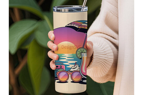 Summer Vibes 20oz Tumbler Wrap Sublimation DesignSVG 