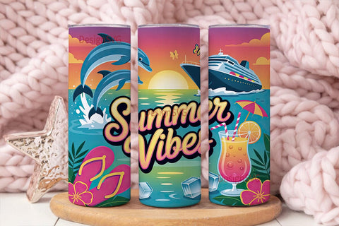 Summer Vibes 20oz Tumbler Wrap Sublimation DesignSVG 