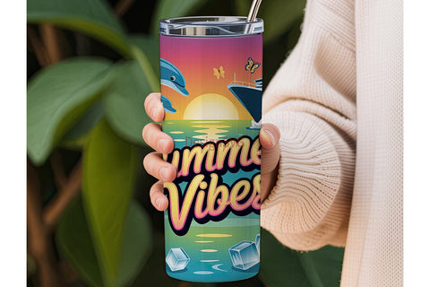 Summer Vibes 20oz Tumbler Wrap Sublimation DesignSVG 