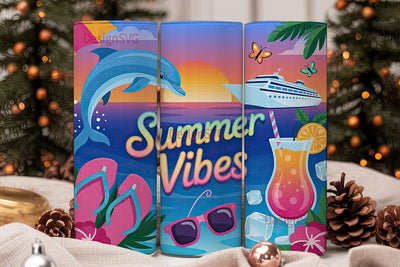 Summer Vibes 20oz Tumbler Wrap Sublimation DesignSVG 