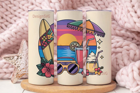 Summer Vibes 20oz Tumbler Wrap Sublimation DesignSVG 