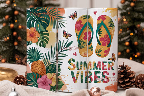 Summer Vibes 20oz Tumbler Wrap Sublimation DesignSVG 