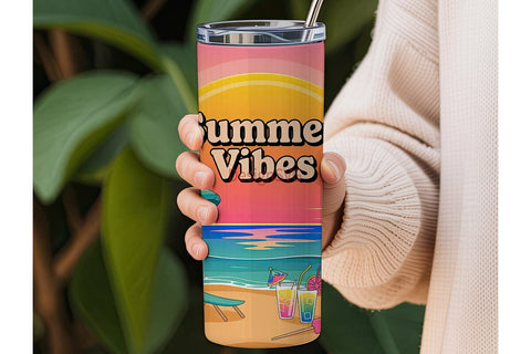 Summer Vibes 20oz Tumbler Wrap Sublimation DesignSVG 