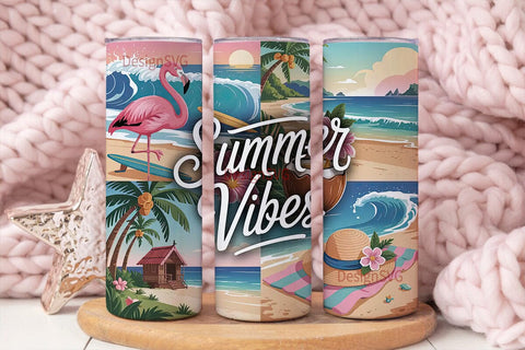 Summer Vibes 20oz Tumbler Wrap Sublimation DesignSVG 