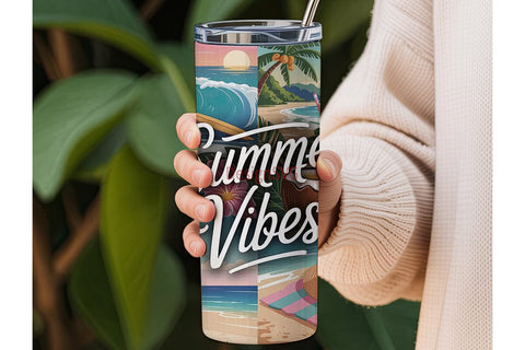 Summer Vibes 20oz Tumbler Wrap Sublimation DesignSVG 
