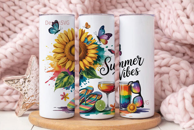 Summer Vibes 20oz Tumbler Wrap Sublimation DesignSVG 