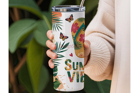 Summer Vibes 20oz Tumbler Wrap Sublimation DesignSVG 
