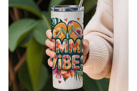 Summer Vibes 20oz Tumbler Wrap Sublimation DesignSVG 