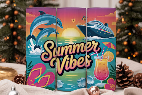 Summer Vibes 20oz Tumbler Wrap Sublimation DesignSVG 