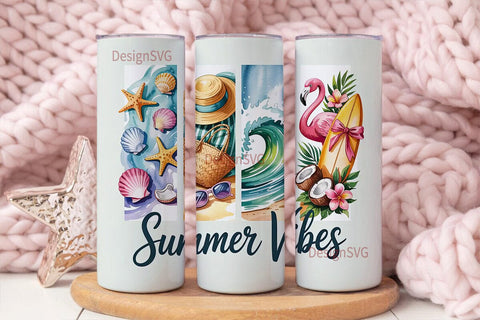 Summer Vibes 20oz Tumbler Wrap Sublimation DesignSVG 