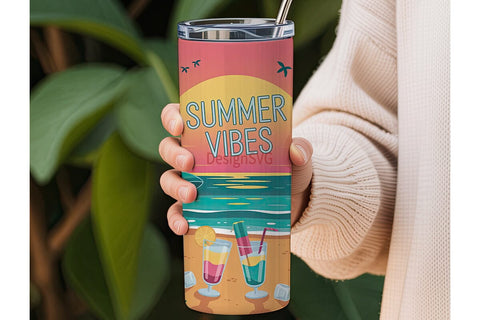 Summer Vibes 20oz Tumbler Wrap Sublimation DesignSVG 