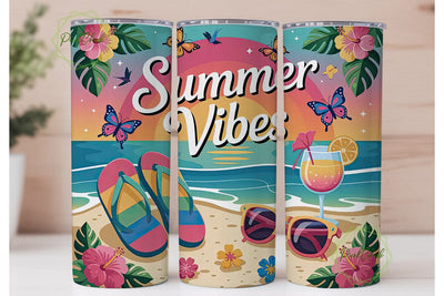 Summer Vibes 20oz Tumbler Wrap Sublimation PixelChick 