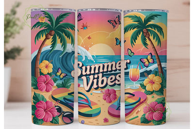 Summer Vibes 20oz Tumbler Wrap Sublimation PixelChick 