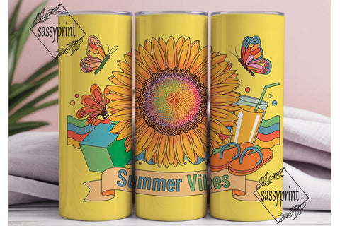Summer Vibes 20oz Tumbler Wrap Sublimation sassyprint 