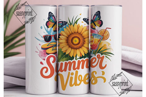 Summer Vibes 20oz Tumbler Wrap Sublimation sassyprint 