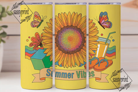 Summer Vibes 20oz Tumbler Wrap Sublimation sassyprint 