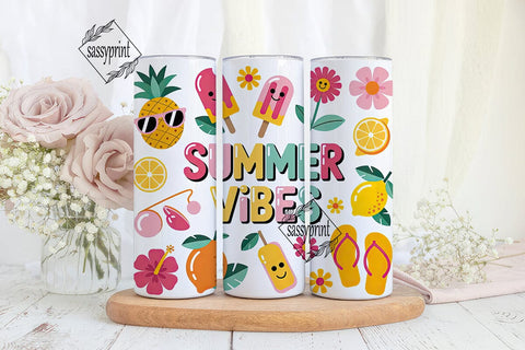 Summer Vibes 20oz Tumbler Wrap Sublimation sassyprint 